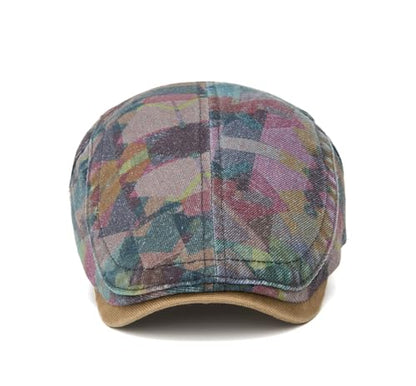 Quanhaigou Unisex Denim Newsboy Hats Flat Ivy Gatsby Cabbie Driving Berets Hat Cotton Dad Cap for Men Women - color: Camo Green