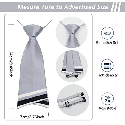 Mantieqingway Women Uniform Necktie Adjustable Strap Striped Pre-tie Ties - color: Silver