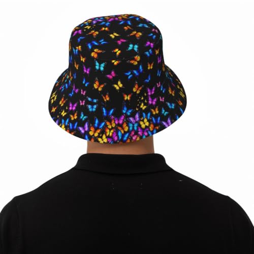 Bucket Hat Unisex for Men Women Cute Funny Fashion Fishing Hat Trippy Art Casual Fisherman Cap - color: Butterfly