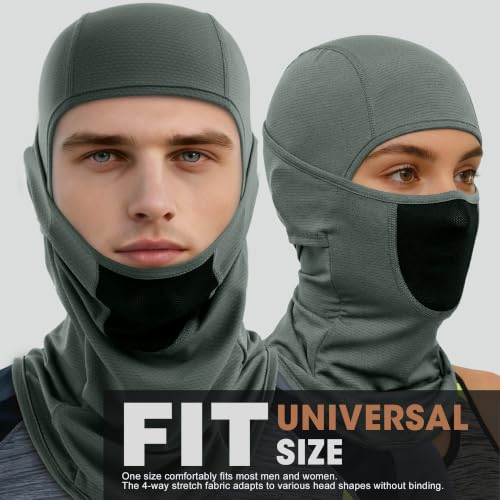WTACTFUL Breathable Balaclava Face Mask Men, Summer UPF 50+ Sun Protection - color: Black+gray
