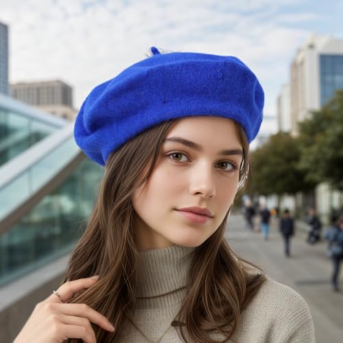 Women's Wool Beret: 70% Wool French Hat for Daily, Lightweight & Chic Berets for Women - color: Royal Blue
