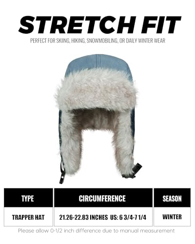 Croogo Trapper Hat Winter Hats for Men Trooper Russian Warm Hat with Ear Flaps Women Ushanka Fur Hat Windproof Ski Hat - color: Pl2510-lightblue