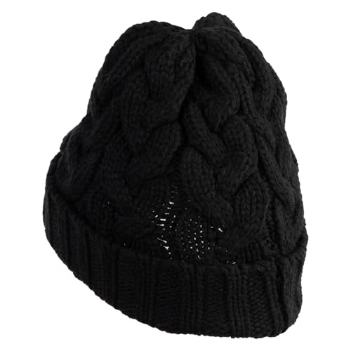 e4Hats.com Chunky Cable Knit Cuff Long Beanie - color: Black