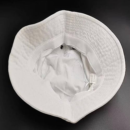 Premium Cotton Bucket Hats,Packable Hats for Men Women,Summer Bucket Hat,Fishing Sun Hats - color: White