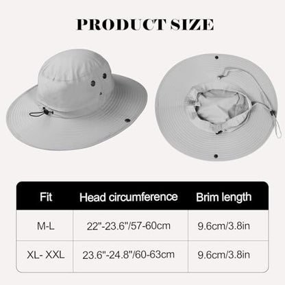 XL/XXL Oversized Sun Hat for Men Women, UPF 50+ Wide Brim Bucket Hat - color: Light Gray, size: Medium-Large