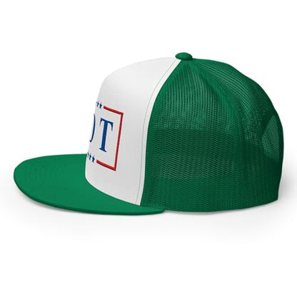 NX FDT Embroidered Flat Bill Trucker Hat High Crown Adjustable FDT Hat - color: Kelly/ White/ Kelly