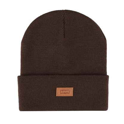 Levi's Mens All-Season Hero Beanie Soft Knit Cuffed Winter Hat, Warm & Comfortable Everyday Style - color: Chocolate