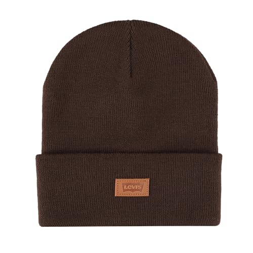 Levi's Mens All-Season Hero Beanie Soft Knit Cuffed Winter Hat, Warm & Comfortable Everyday Style - color: Chocolate
