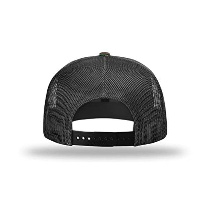 Richardson 511 Wool Blend Flatbill Trucker Snapback Adjustable Cap - color: Green Camo/Black