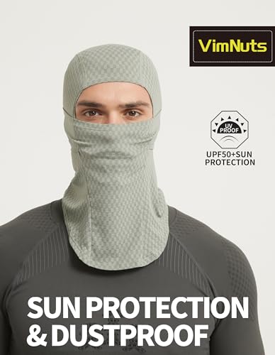 Summer Balaclava Cycling Full Face Mask Cooling Ice Silk UV Protection Breathable Face Cover for Men & Women - color: Grey