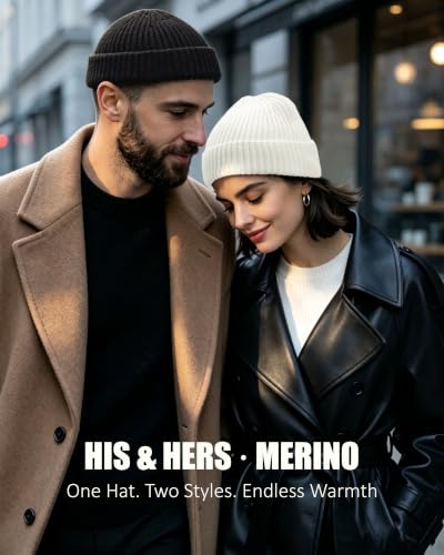100% Merino Wool Fisherman Beanies for Men Winter Beanie Skull Cap - color: Dark Coffee