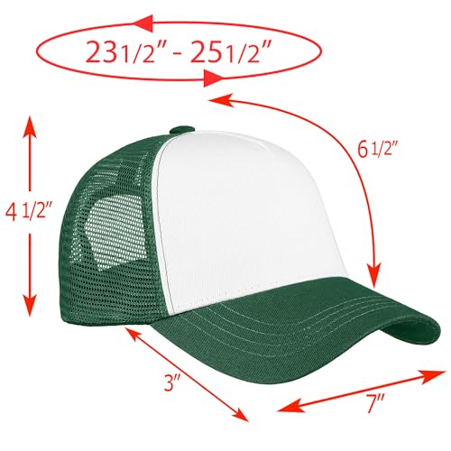 Falari 12 Pack Bulk Wholesale Mesh Trucker Hats 5 Panel and 6 Panel Baseball Caps for Men and Women - color: 5 Panel - Hunter Green