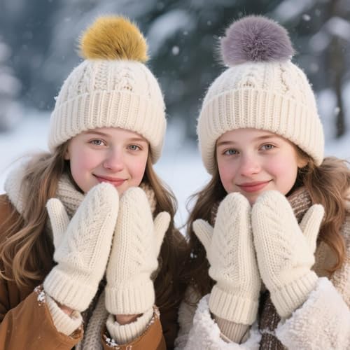 Juinte 4 Pcs 6 Inch Large Fur Pom Pom Balls for Hats, Classic Color - color: Classic Color