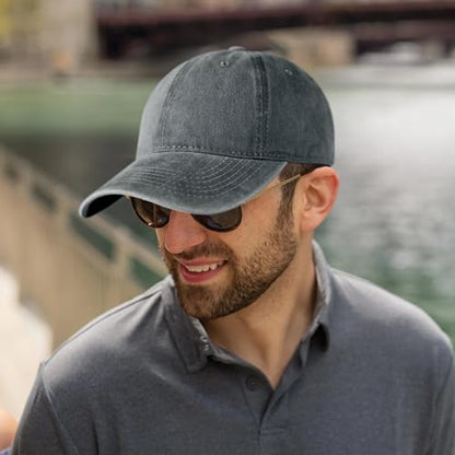 Edoneery Baseball Cap for Men and Women, Low Profile Washed Cotton Dad Hat - color: Grey