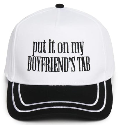 D&Y Retro 2-Tone Canvas Baseball Cap for Women - Funny Embroidered Distressed Snapback, Adjustable Cotton Dad Hat - color: Boyfriends Tap-black