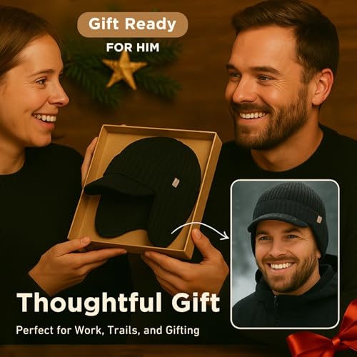TOP-EX DryKnit™ 80% Merino Wool Waterproof Warm Brim Beanie with Ear Flaps - color: Green, size: Medium-Large