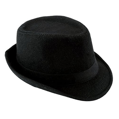 Unisex Classic 20s Trilby Fedora-Hat with Black Band Fashion Casual Jazz Wool Cap (Black)