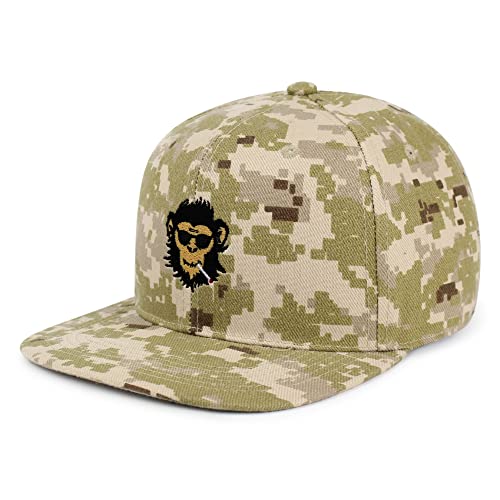 Smoking Monkey Hip-Hop Snapback Hat Embroidered Baseball Cap Wild Animal Funny - color: 13. Desert Camo