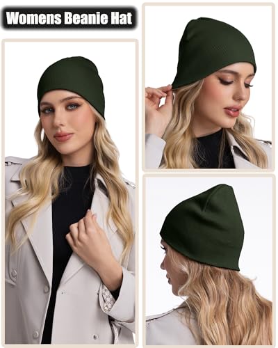 100% Cotton Beanie Hat Cuffless Beanies Warm Knit Winter Skull Cap - color: 1pcs-olive Green