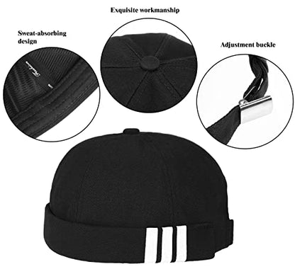 Glamorstar Dome Brimless Hats for Women Men Sailor Docker Beanie Cap Hip Hop Hats - color: Black