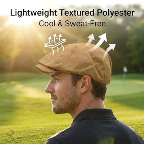 ZLYC Newsboy Cap for Men Summer Flat Cap Lightweight Beret Hat - color: Plain Khaki