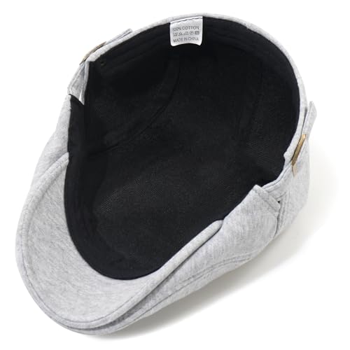 Men's Cotton Newsboy Hats Flat Ivy Gatsby Cap Irish Cabbie Ivy Driving Hunting Hat - color: Light Gray