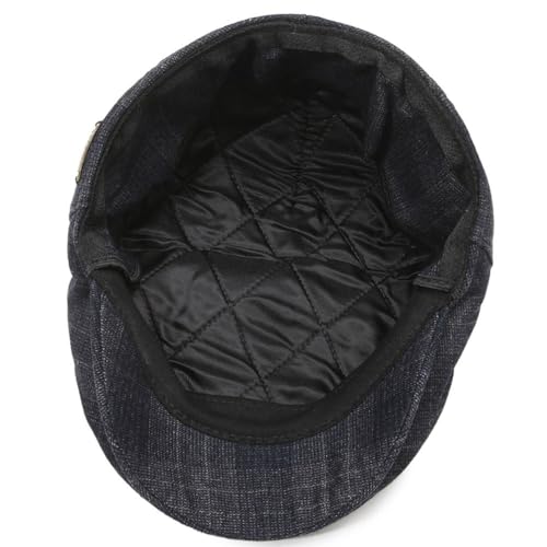 Men's Newsboy Cap with Earflaps Flat Ivy Caps Gatsby Golf Cabbie Hats - color: Dark Blue