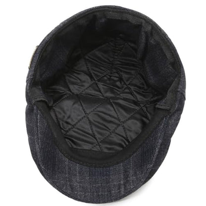 Men's Newsboy Cap with Earflaps Flat Ivy Caps Gatsby Golf Cabbie Hats - color: Dark Blue