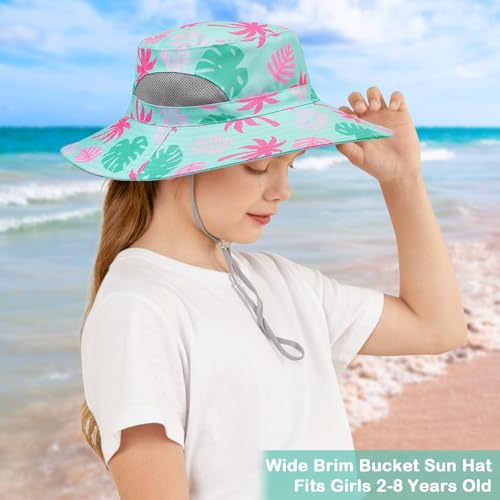 ICOSY Kids Sun Hat, UPF 50+ Girls Beach Hat for Toddler Kids - color: Light Blue