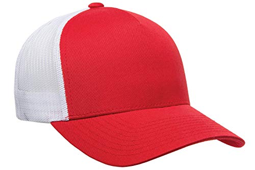 Yupoong Men's Yp Classics 5-Panel Retro Trucker Cap-2-tone - color: Red/White