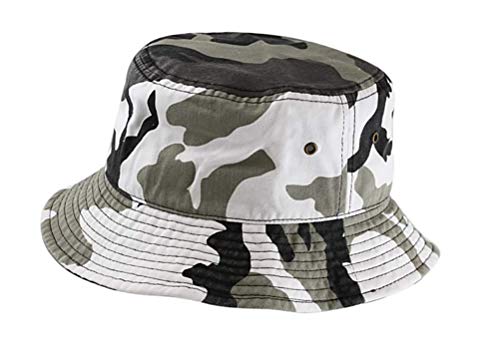 Newhattan Short Brim Visor Cotton Bucket Sun Hat - color: Blk/Wht Camo, size: Large-X-Large