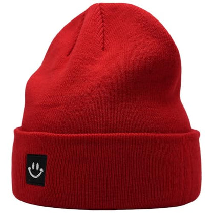 55cube Unisex Winter Beanie Hats Warm Thick Knit Cuffed Skullcaps - color: Red
