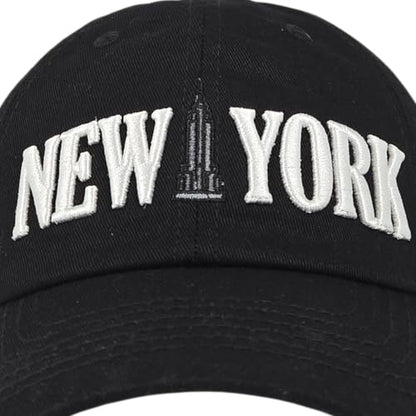 E BY ELIDAN New York Hat, Embroidered Cotton Dad Hat, Adjustable NYC Cap - color: Black