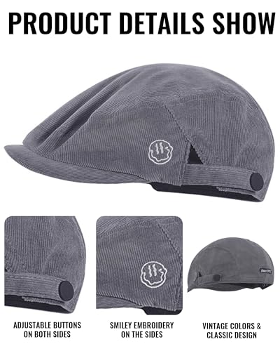 Croogo Men's Newsboy Flat Cap Corduroy Ivy Cap Casual Winter Duckbill Hat Irish Catsby Golf Beret Hat - color: Bl27-coffee