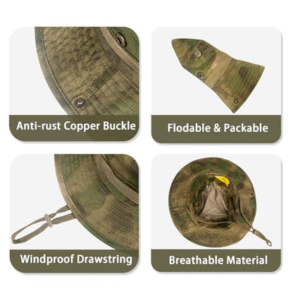Sun Hats for Men Women Bucket Hat UPF 50+ Boonie Fishing Safari Hat - color: Green Ruin