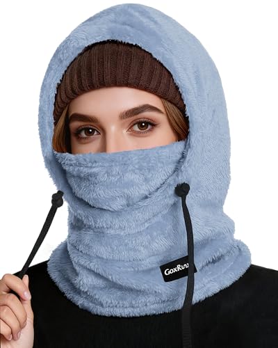 Ski Mask Fleece Balaclava, Winter Face Mask Windproof Neck Cover Warmer Hat Hood for Men Women - color: Blue