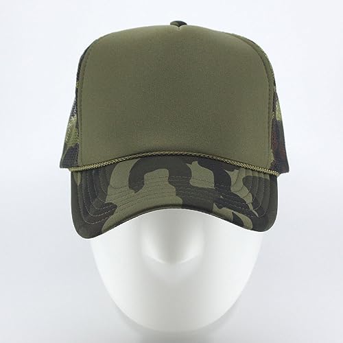 The Vintage Year High Crown Foam Mesh Camouflage Trucker Hat Baseball Cap - color: Camo/Olivegreen/Camo
