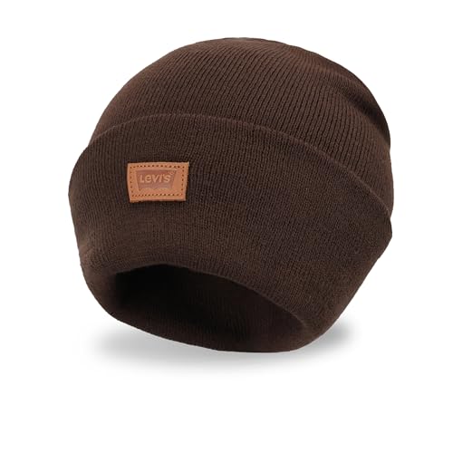 Levi's Mens All-Season Hero Beanie Soft Knit Cuffed Winter Hat, Warm & Comfortable Everyday Style - color: Chocolate