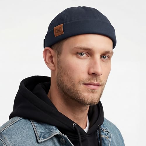 Initlove Mens Brimless Docker Hat Vintage Sailor Hat Skullcap Beanie Cap - color: Dad Dark Grey