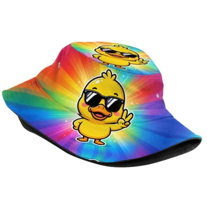 Bucket Hat Funny Duck Fisherman Hat Travel Beach Sun Hat Outdoor Cap for Men Women Adults - color: Cute Duck Tie Dye