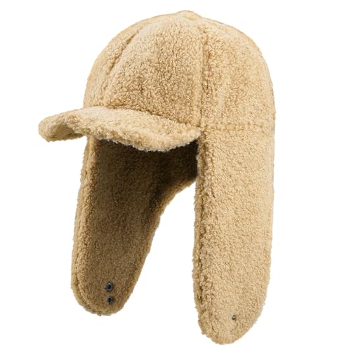 Clakllie Snow Trapper Trooper Hat with Ear Flap for Skiing Women's Ushanka Warm Winter Hat - color: Cdus-ddkp02-khaki