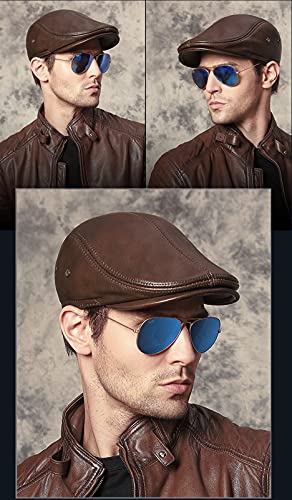 Berets Men's Outdoor Leather hat Winter Male Warm Ear Protection Cap 100% Genuine Leather hat Leisure…