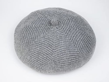 French Style Beret Hat for Women Winter Fall Knit Artist Hats Classic Solid Color Beanie Hat - color: Light Grey