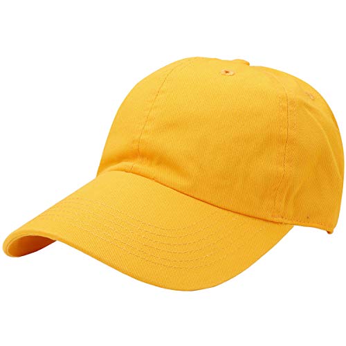 Falari Classic Baseball Cap Dad Hat 100% Cotton Soft Adjustable Size - color: Gold