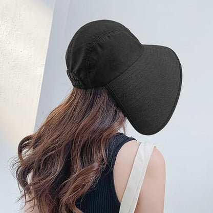Women Floppy Sun Beach Hat Packable Wide Brim Bucket Hat UPF 50+ UV Protection Travel Beach Cap - color: Black