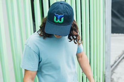 AMERICAN NEEDLE Unisex Officially Licensed NHL National Hockey League Adjustable Buckle Strap Baseball Hat - color: Hartford Whalers (Navy)