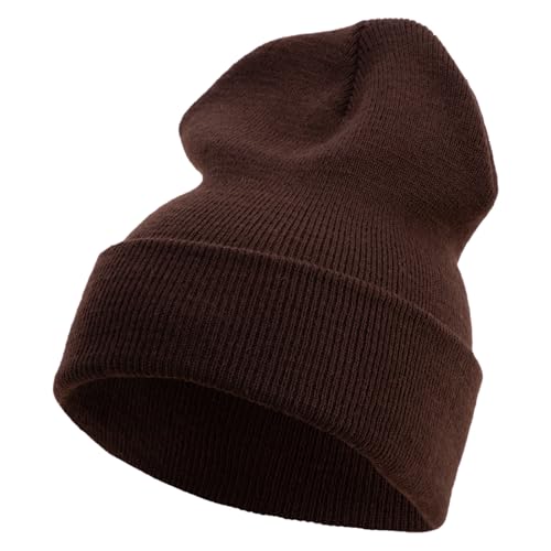 e4Hats.com 12 inch Cuffed Knit Long Beanie - color: Brown