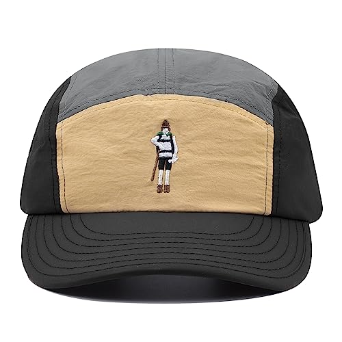 CLAPE 5 Panel Cap Curved Bill Dad Golf Cap Waterproof Nylon Hat Stylish Embroidered Baseball Cap Hip Pop Dancing Snapback Cap - color: Dotb1-black