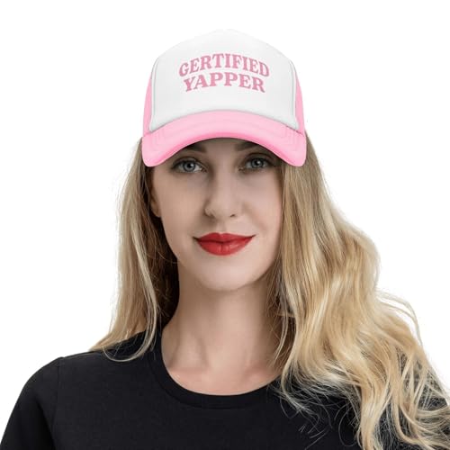 Funny Trucker Hats for Women Country Women's Trucker Hats Breathable Mesh Summer Caps Adjustable Pink Hats - color: Certified Yapper