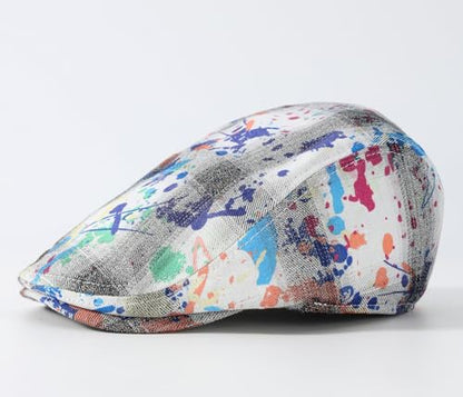 Quanhaigou Men's Cotton Flat Ivy Gatsby Newsboy Driving Hat Adjustable Irish Cabbie Ivy Driving Hunting Cap - color: Graffiti